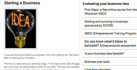 Click to see Wausau Entrepreneur Center - Just Starting Out page