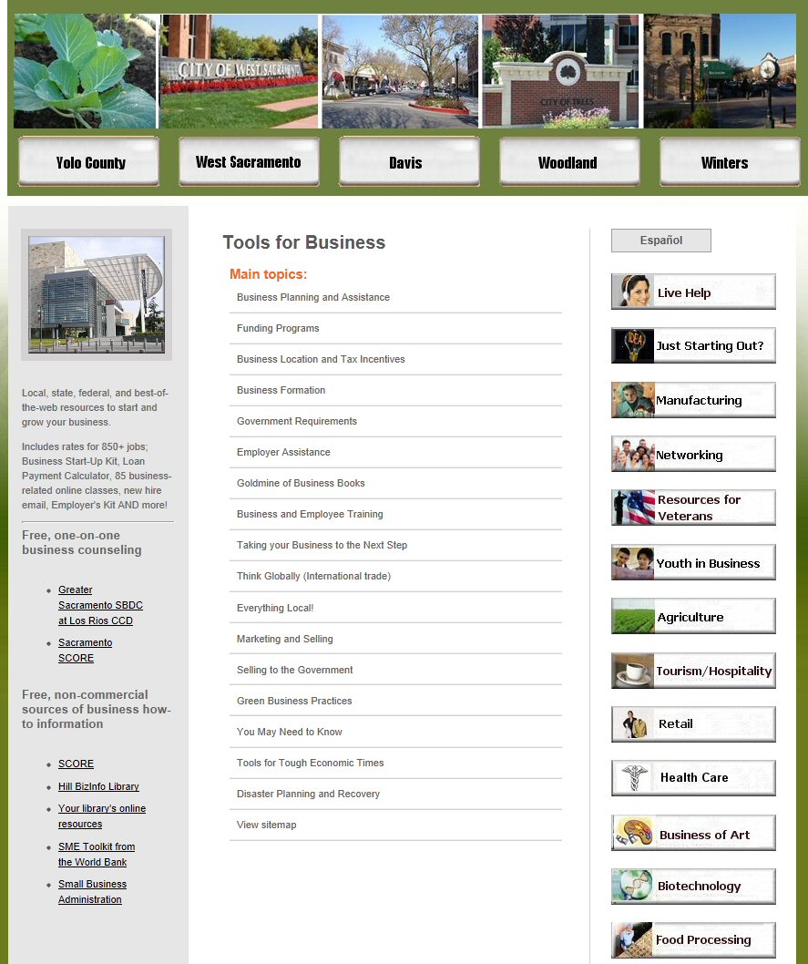 Example of a Tools website